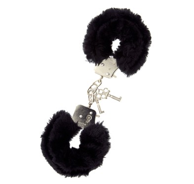 Kajdanki-METAL HANDCUFF WITH PLUSH BLACK